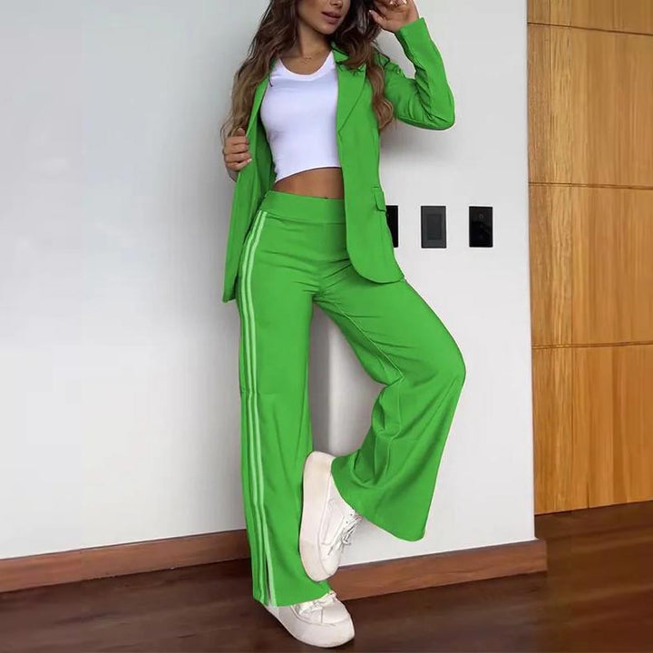 Levoire | Blazer Avec Revers En Kerber Et Pantalon Avec Jambe Large Ensemble Vert