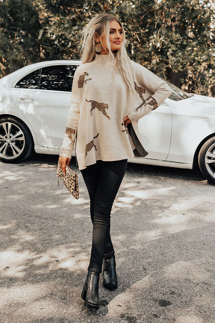 Levoire | Pull léopard et tigre Beige
