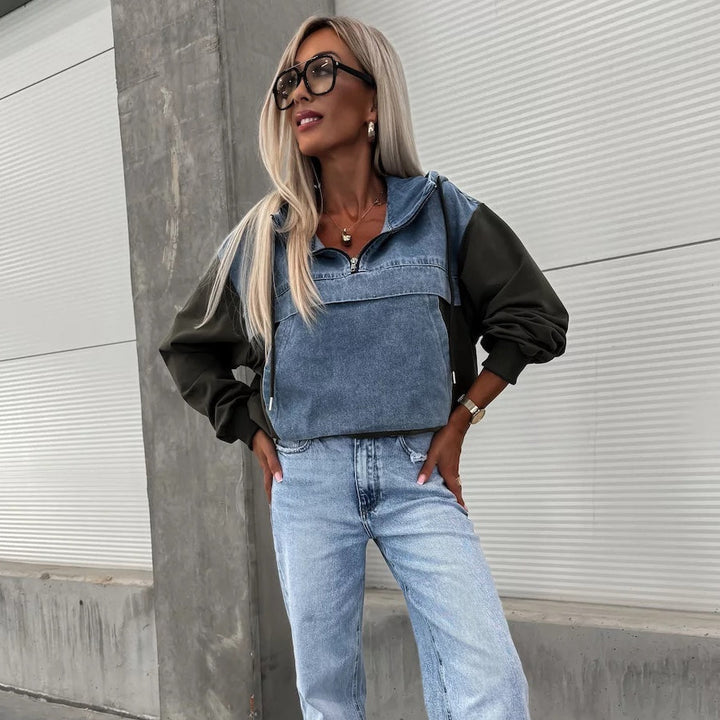Levoire | Veste en jean avec capuche Vert
