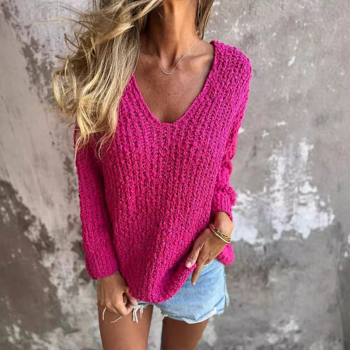 Levoire | Pull Au Crochet À Manches Longues Et Col V Profond Rose