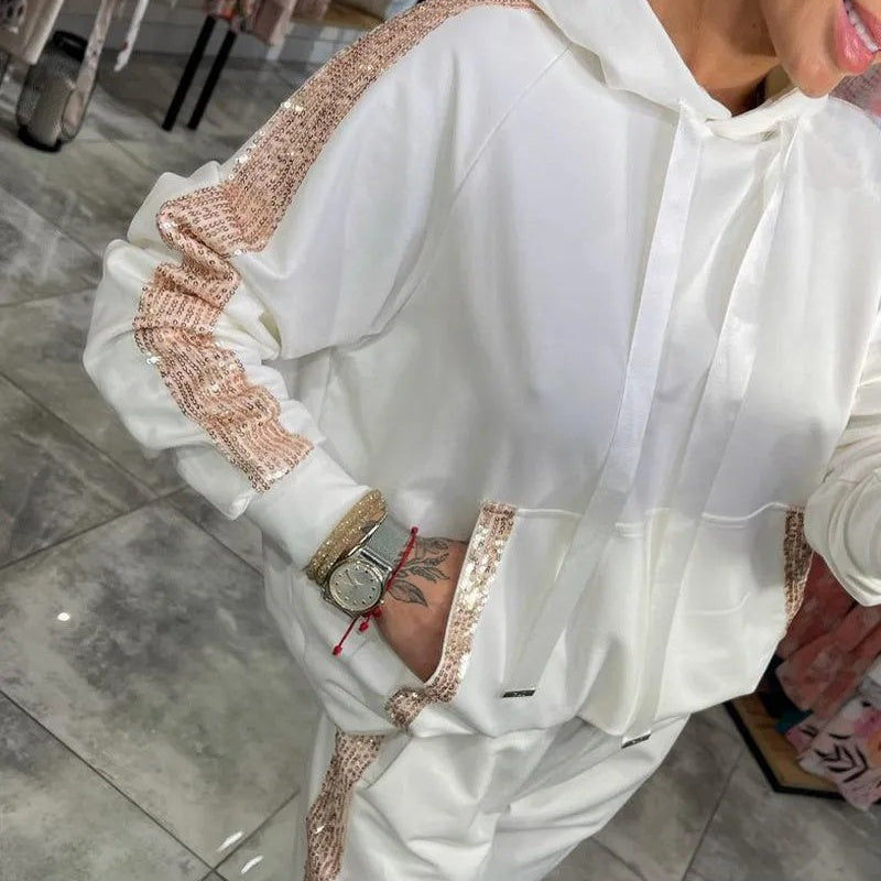 Levoire | 2 Pièces Ensemble De Tops Et Pantalons Avec Capuche Et Cordons Fr Femmes