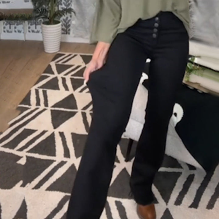 Levoire | Femmes Bootcut Jeans Avec Boutons Noir