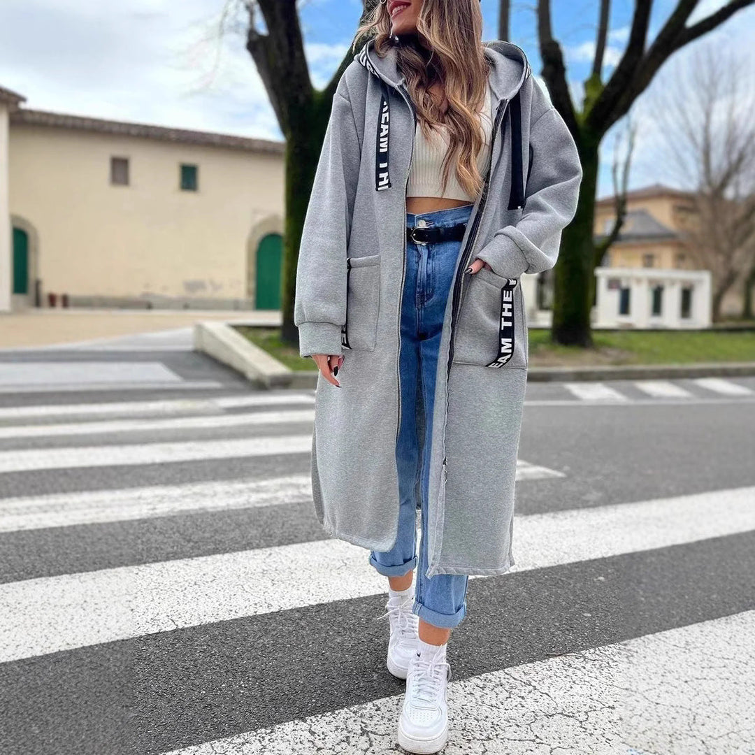 Levoire | Veste en sweat longue avec capuche Graue