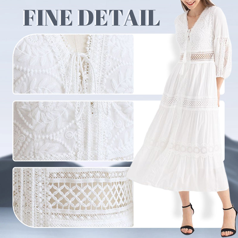 Levoire | Weies Midi Robe Avec Dcollet