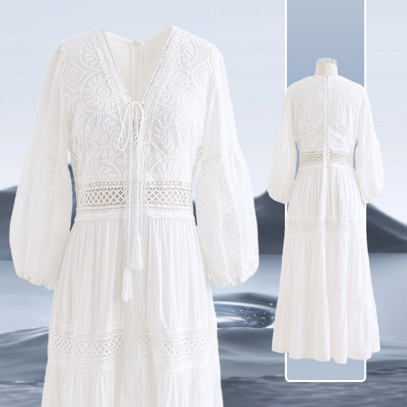 Levoire | Weies Midi Robe Avec Dcollet