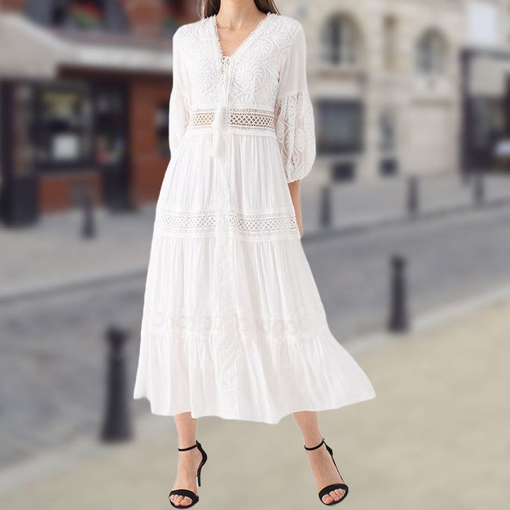 Levoire | Weies Midi Robe Avec Dcollet