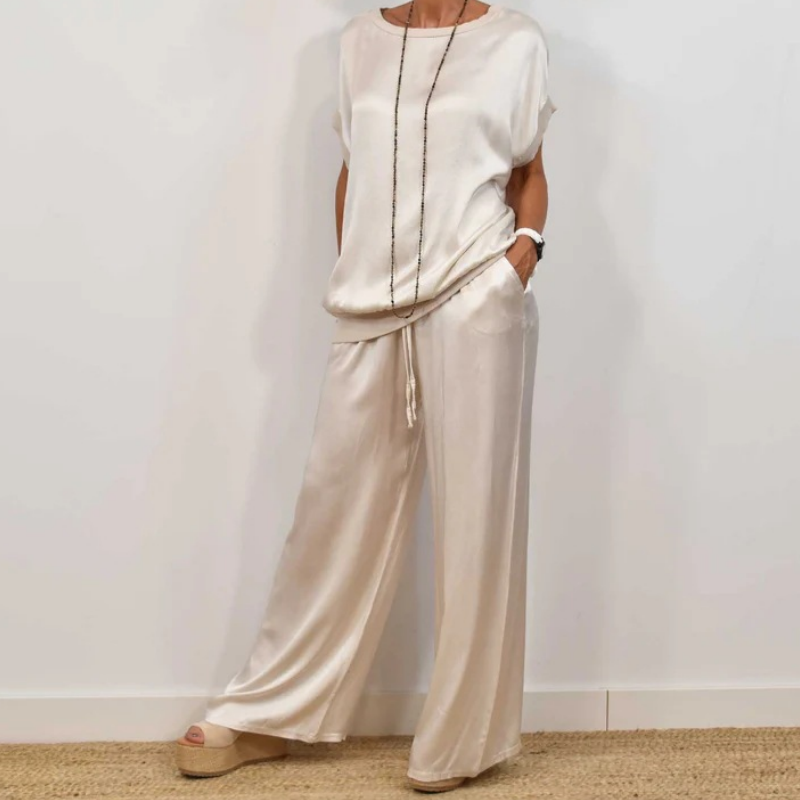 Levoire | Ensemble En Satin À Deux Pièces Blanc
