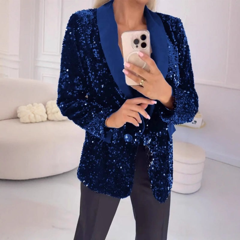 Levoire | Légante Veste Longue Manches Fr Femmes Bleu