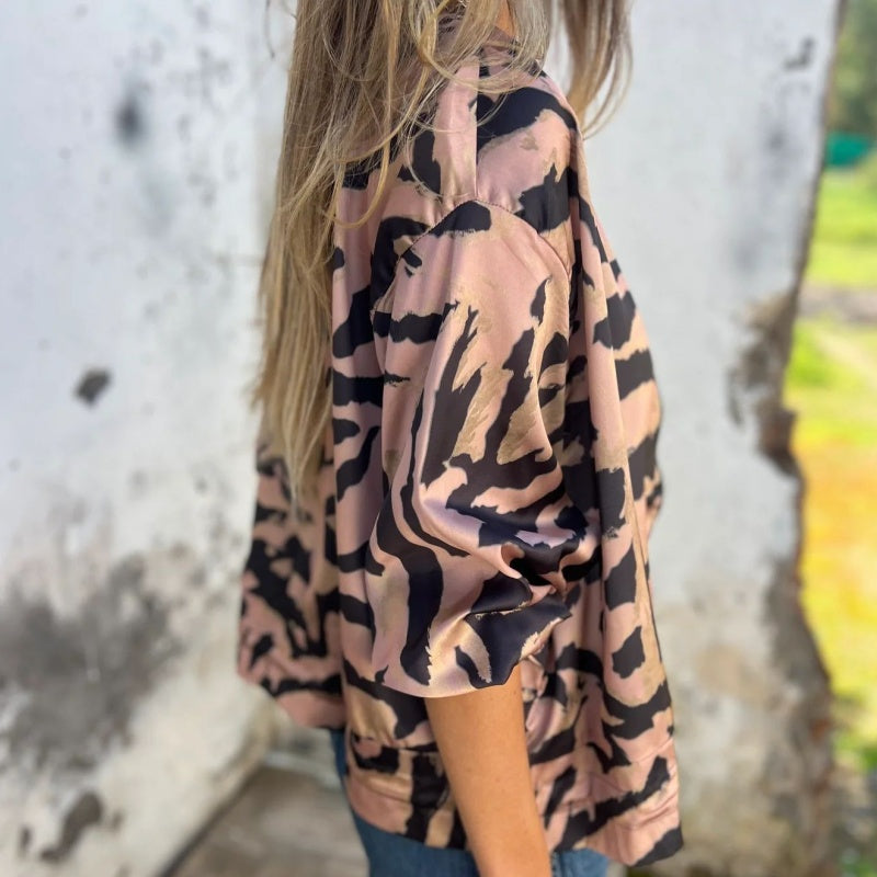 Levoire | Veste Bomber D'Automne Avec Imprimé Zèbre Et Fermeture Éclair