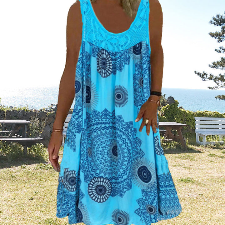 Levoire | Robe Dt Légère Avec Imprim Décolleté Bleu