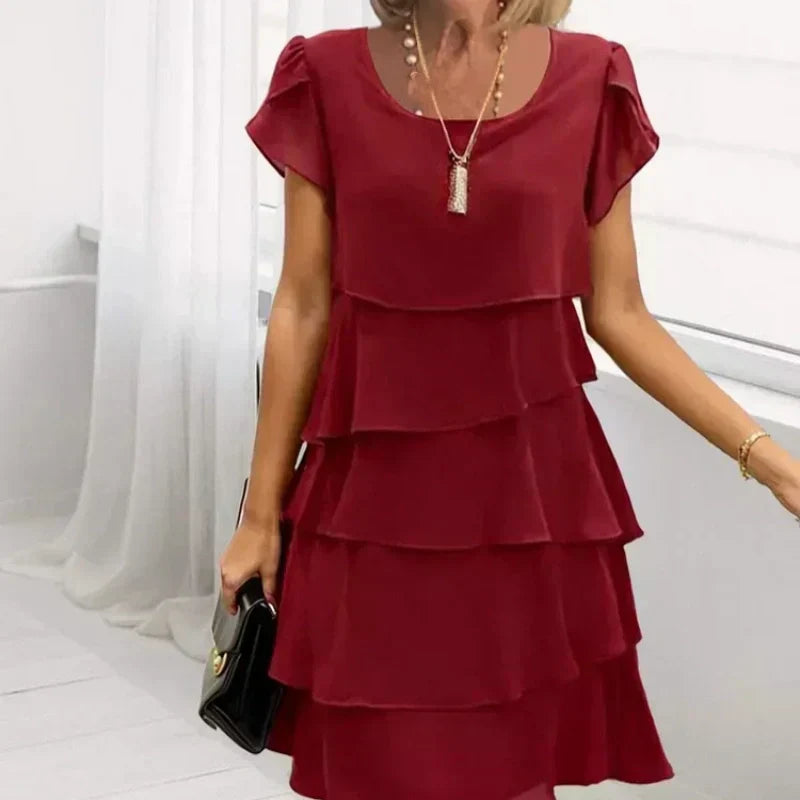 Levoire | Robe Plissée Ondulée Pour Femmes Rouge