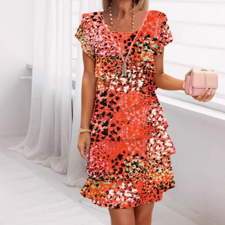 Levoire | Robe Paillettes Imprimé Léopard Orange