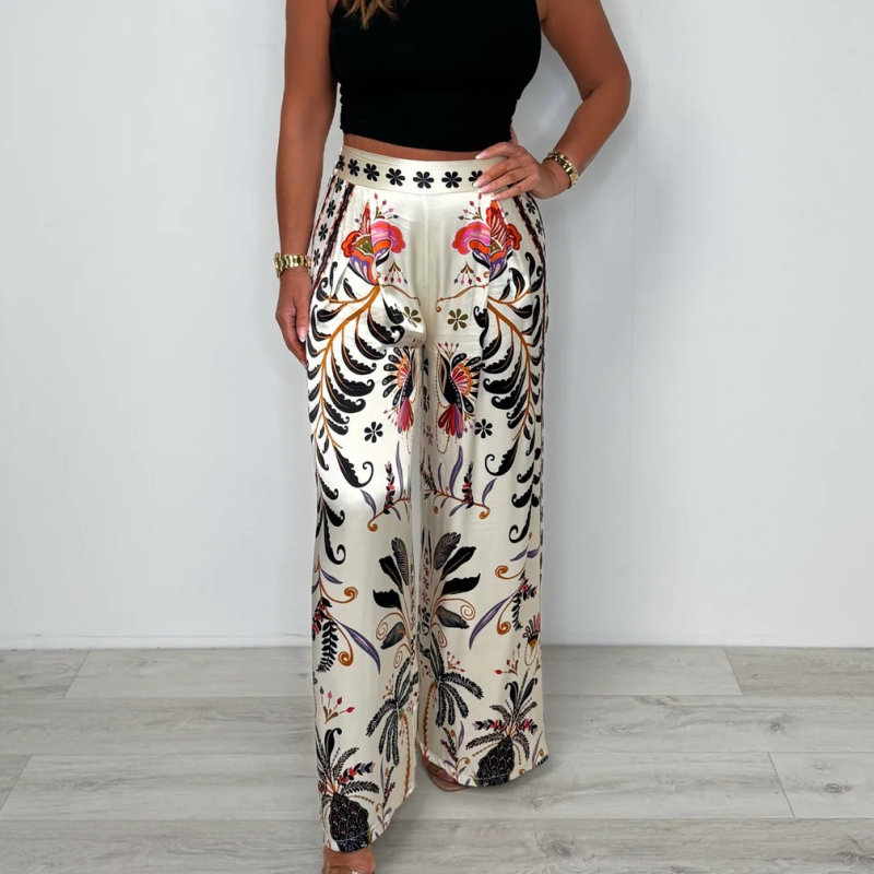 Levoire | Pantalon Large En Satin Imprimé Blanc