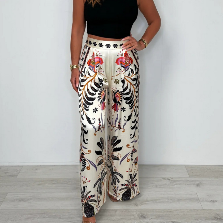 Levoire | Pantalon Large En Satin Imprimé Blanc