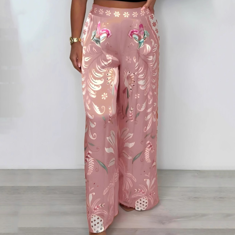 Levoire | Pantalon Large En Satin Imprimé Rose