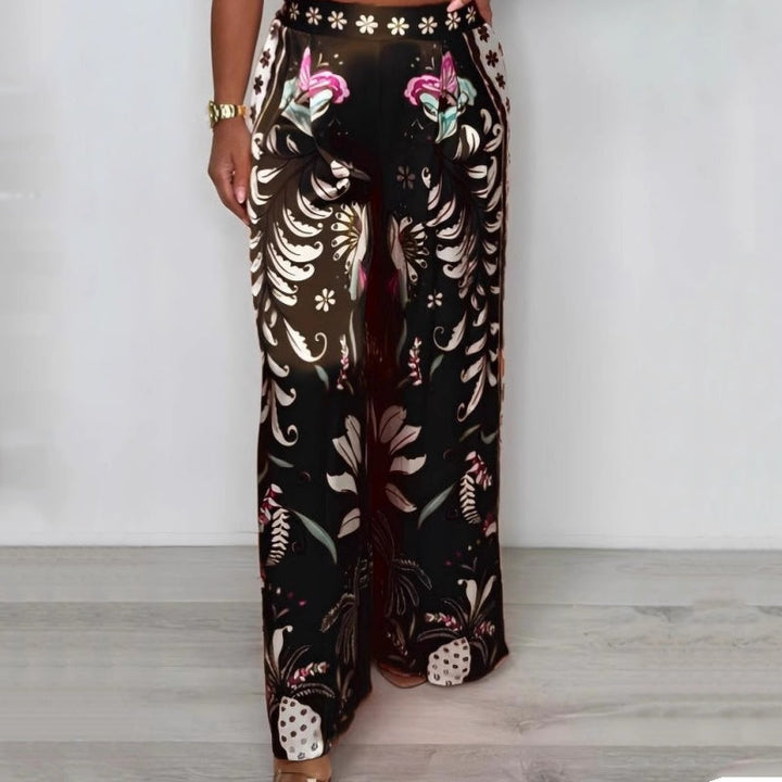 Levoire | Pantalon Large En Satin Imprimé Noir