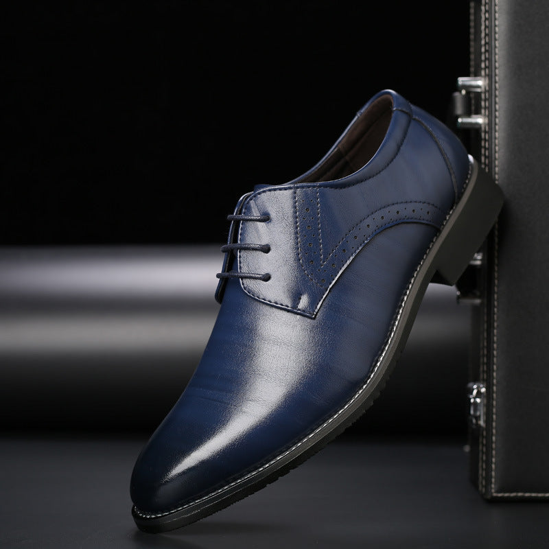 Levoire | Lace-Up Shoes For Men With Brogue Details bleu
