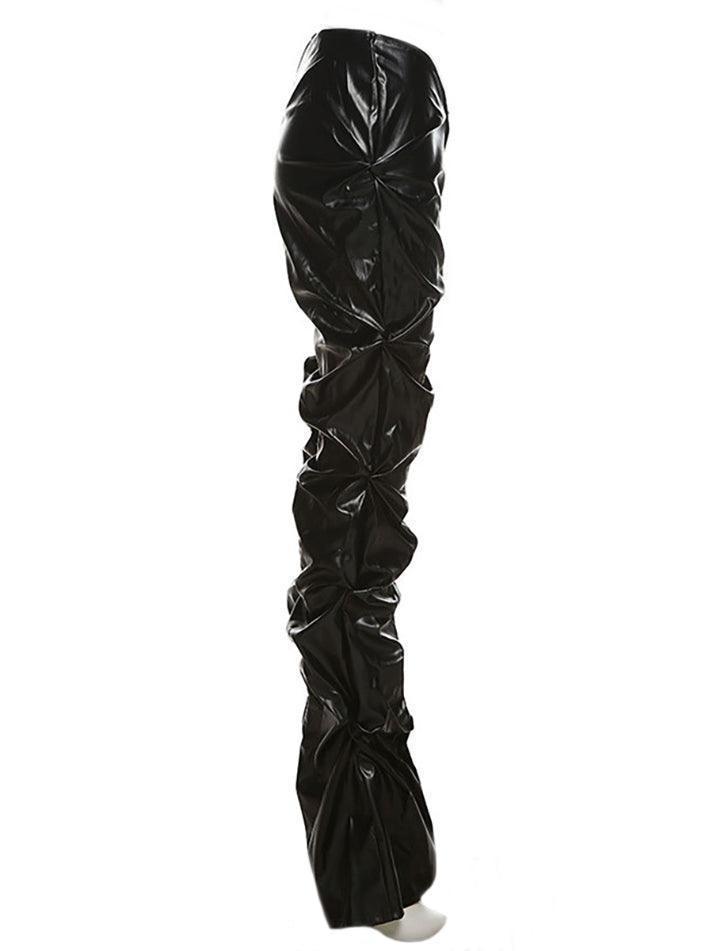 Levoire | Pantalon En Cuir Taille Basse Empilé