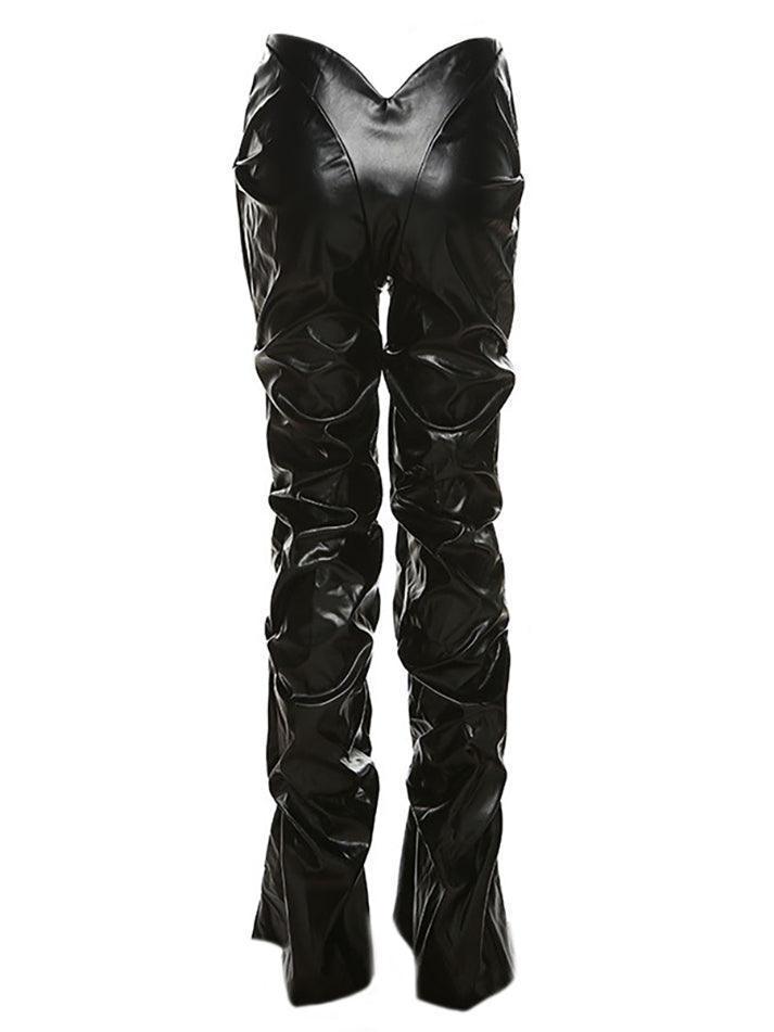 Levoire | Pantalon En Cuir Taille Basse Empilé
