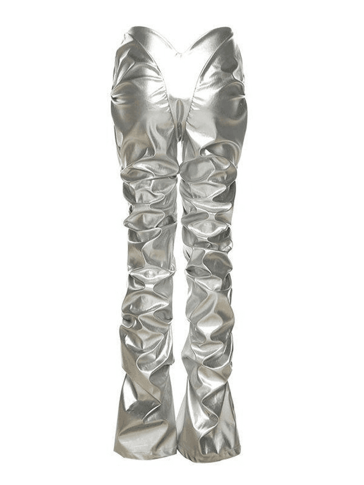 Levoire | Pantalon En Cuir Taille Basse Empilé