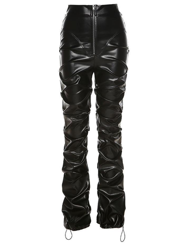 Levoire | Pantalon En Cuir Pu Empilé