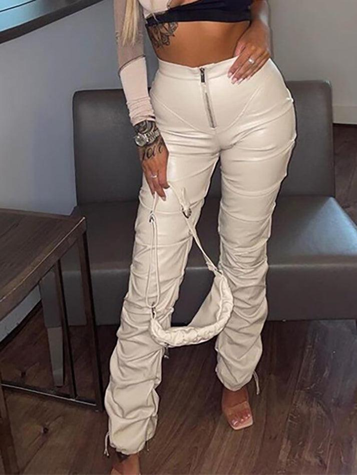Levoire | Pantalon En Cuir Pu Empilé