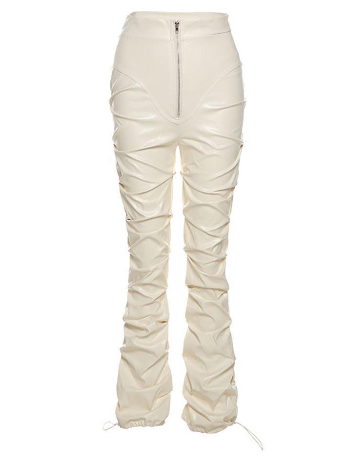 Levoire | Pantalon En Cuir Pu Empilé