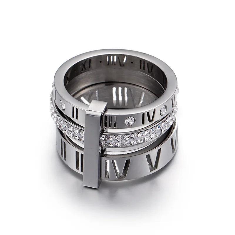 Levoire | Bague En Strass Chiffres Romains couleur argenté