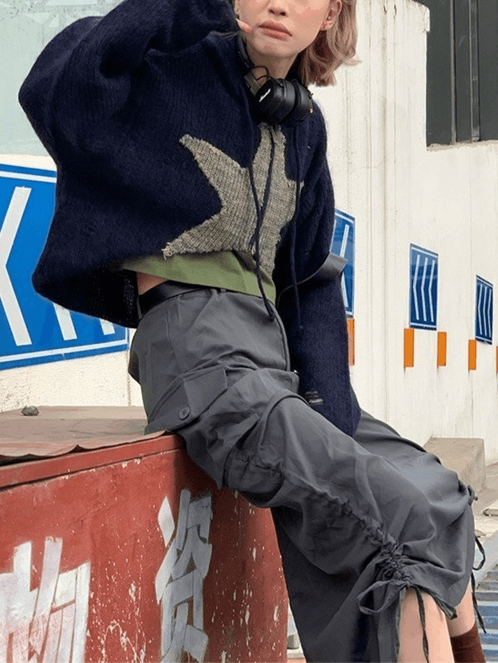 Levoire | Veste À Capuche En Tricot À Zip Étoile Jacquard