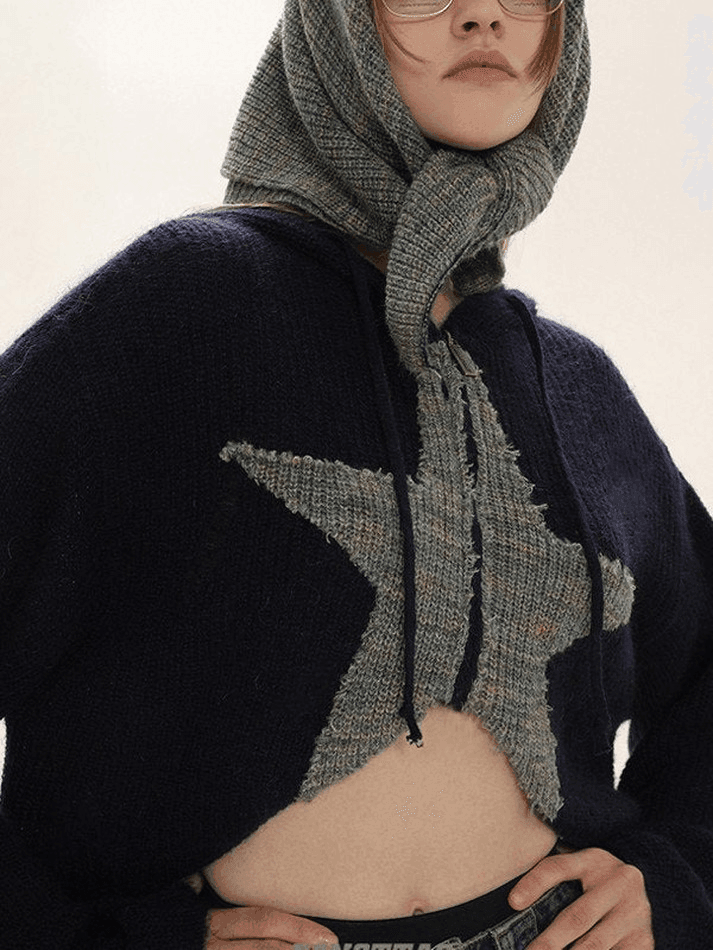 Levoire | Veste À Capuche En Tricot À Zip Étoile Jacquard