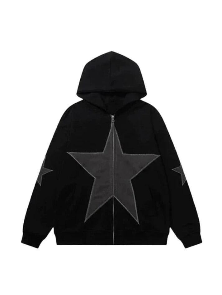 Levoire | Star Zip Up Taille Plus Grande Sweat À Capuche Noir