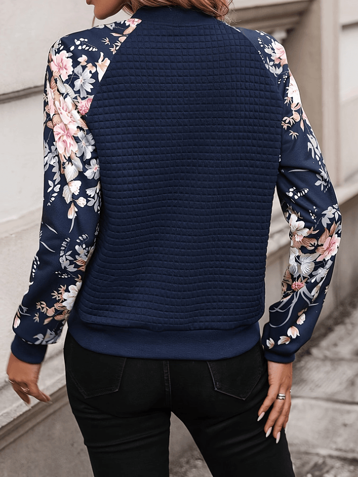 Levoire | Sweatshirt Femme Jumper Gilet Veste Bomber Avec Motif Floral