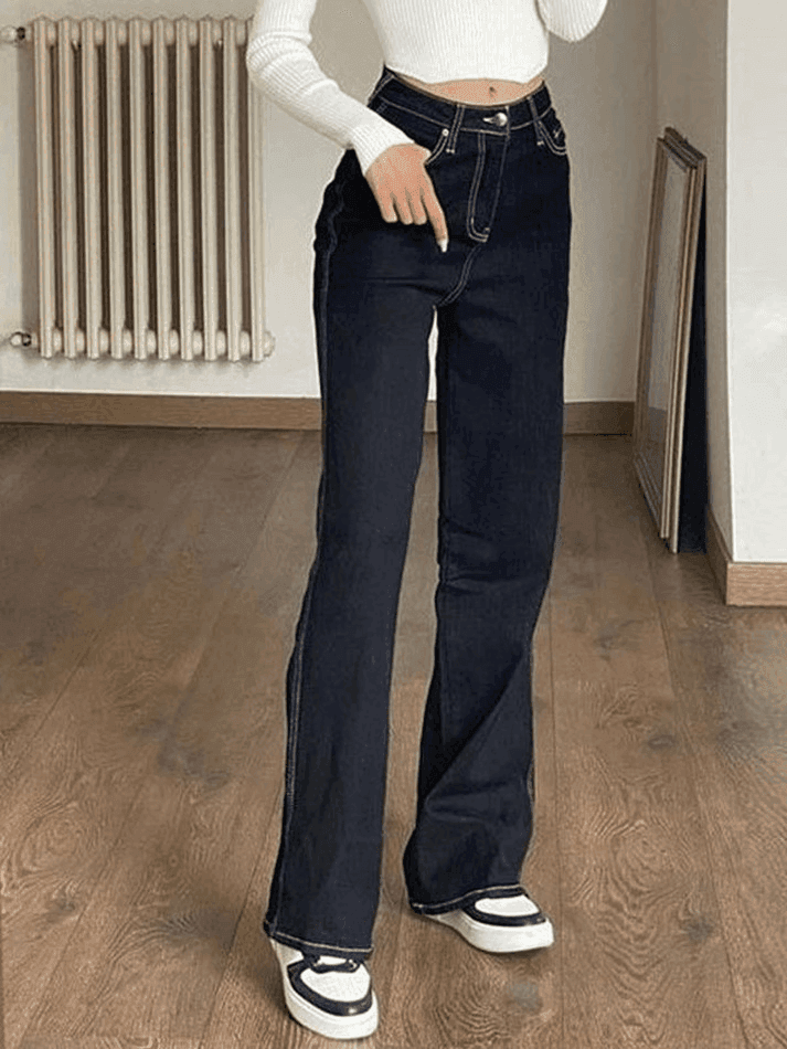 Levoire | Jean Boyfriend Taille Haute Brodés