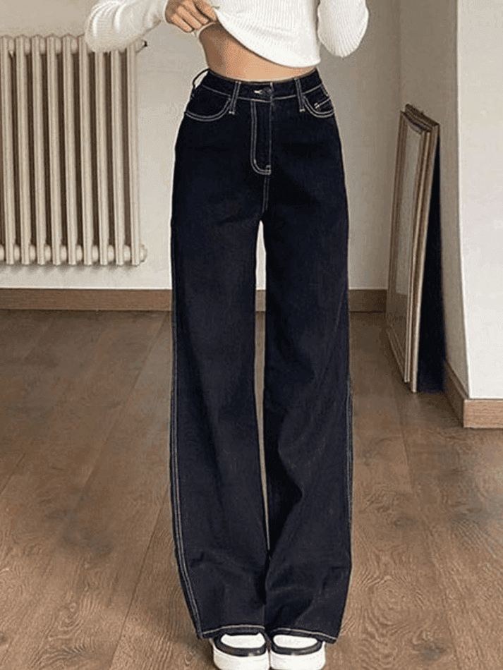 Levoire | Jean Boyfriend Taille Haute Brodés