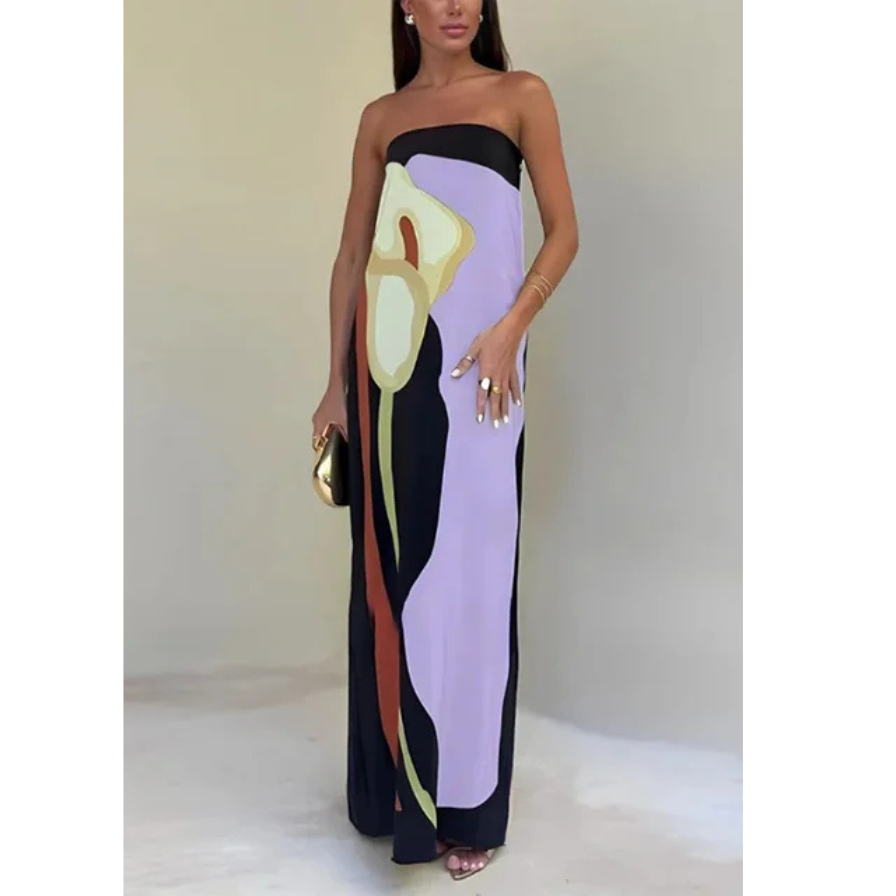 Levoire | Robe Boho Sans Bretelles Pour Femmes Lilas