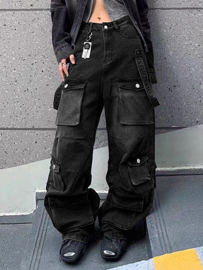 Levoire | Pantalon Cargo De Rue Multi Poches Noir
