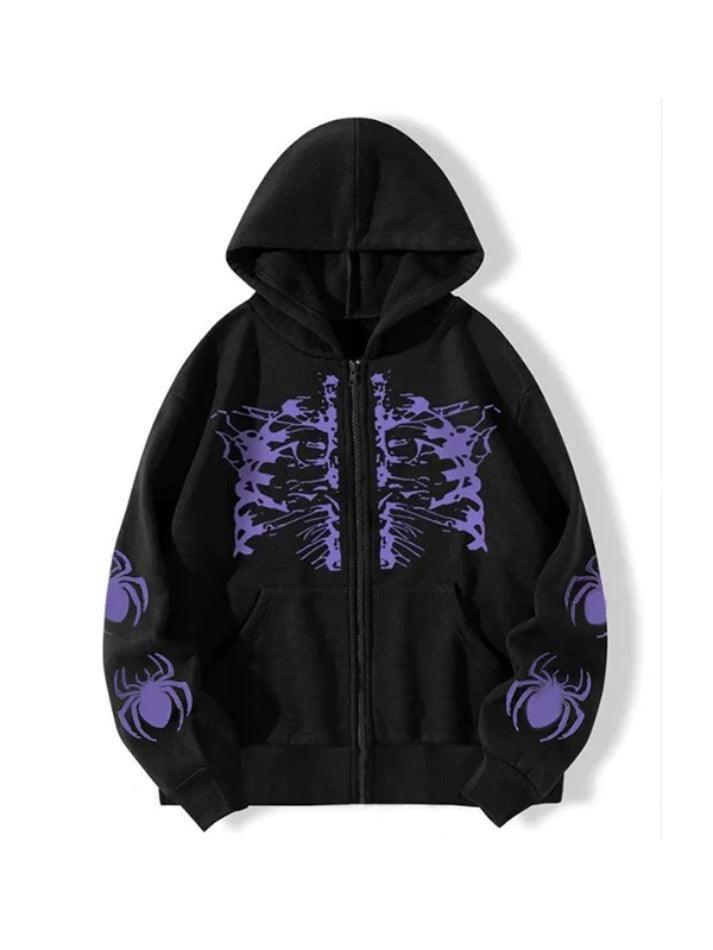 Levoire | Sweat À Capuche Surdimensionné Imprimé Crâne D'Araignée De Rue Noir