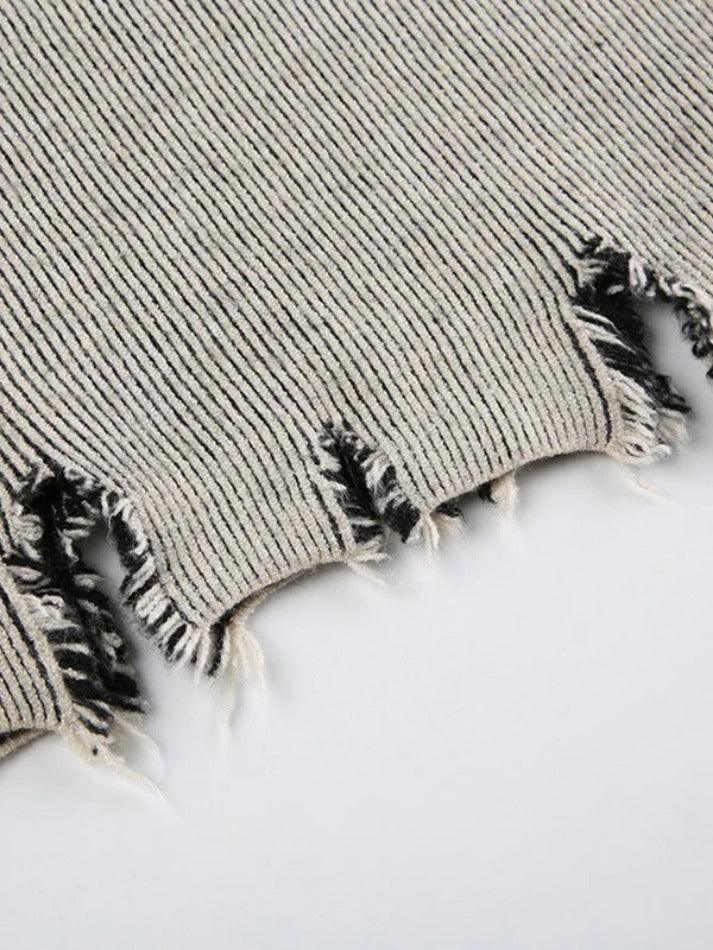 Levoire | Street Déchiré Splice Ourlet Effiloché Pull-Over