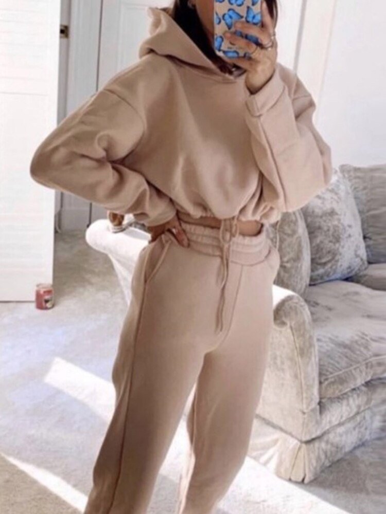 Levoire | Ensemble Stylé Tendance Avec Sweat À Capuche & Jogging Khaki
