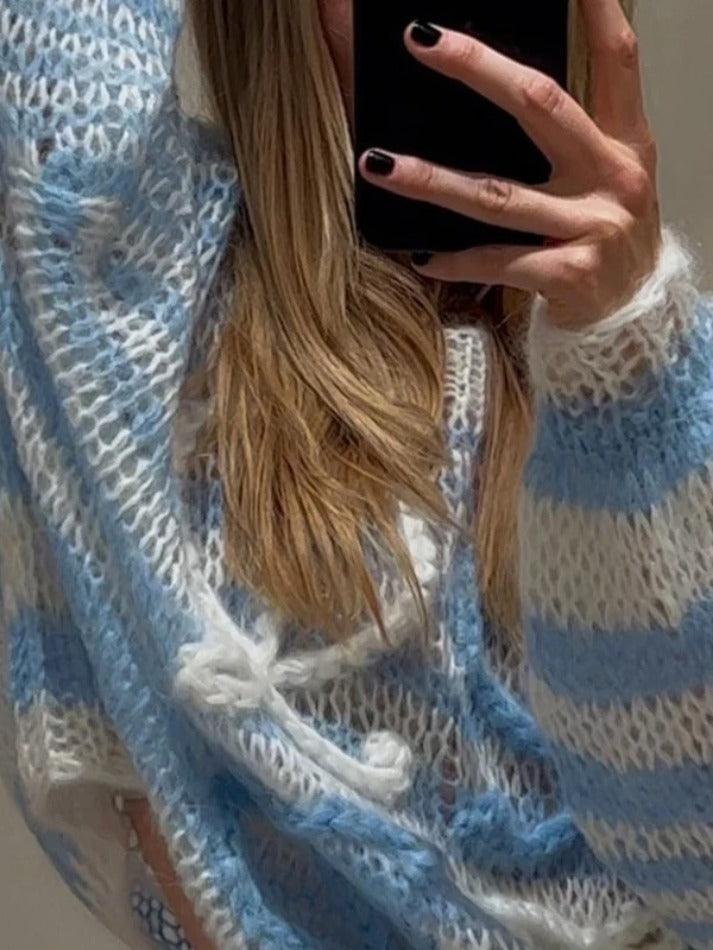 Levoire | Pull Oversized En Crochet Rayé