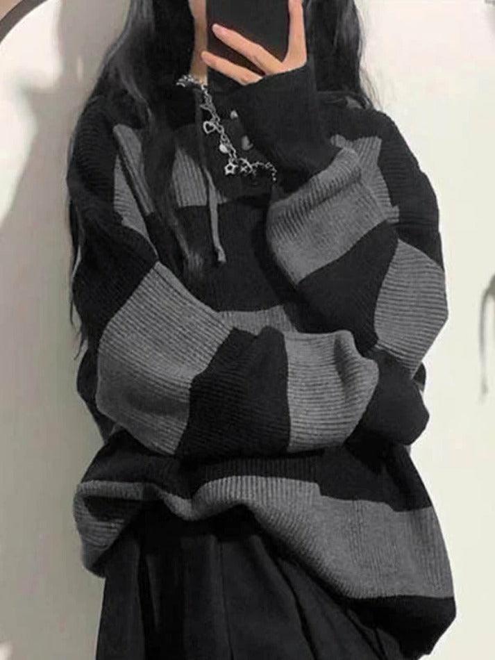 Levoire | Pull À Col Capuche Baggy En Tricot À Rayures