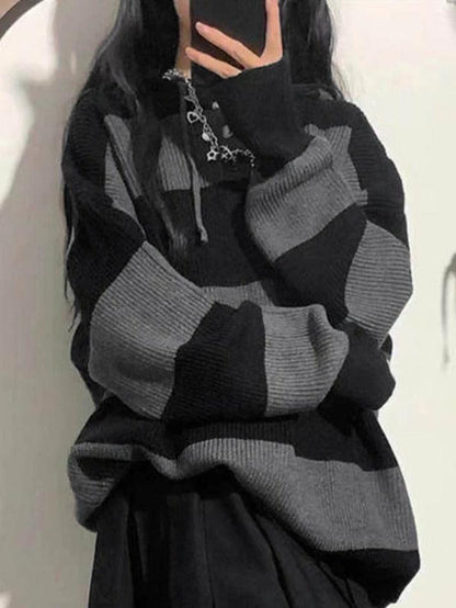 Levoire | Pull À Col Capuche Baggy En Tricot À Rayures