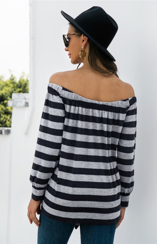 Levoire | Blouse rayée avec décoration de bouton unilatérale et lien