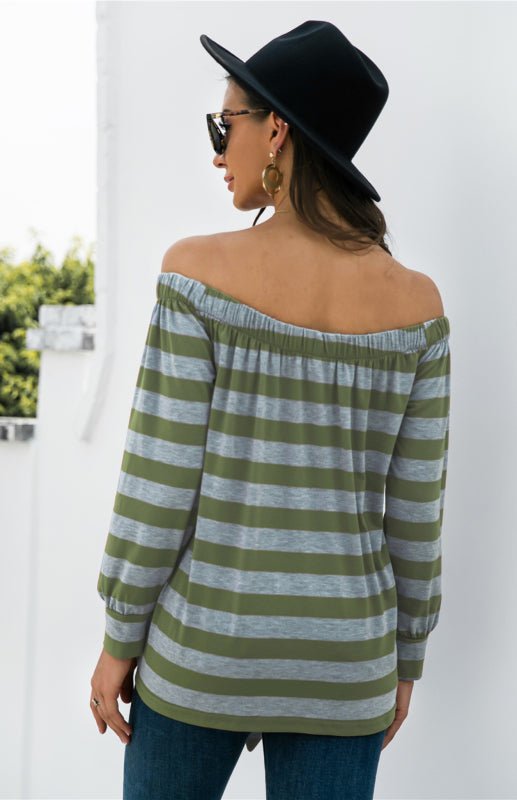 Levoire | Blouse rayée avec décoration de bouton unilatérale et lien