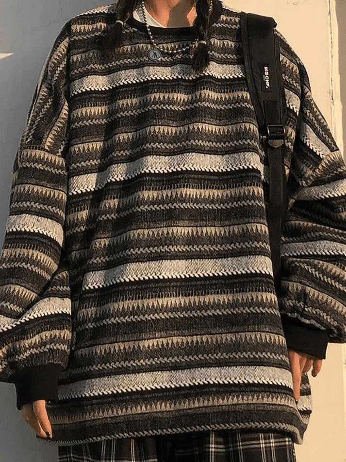 Levoire | Pull Rayé En Tricot Noir