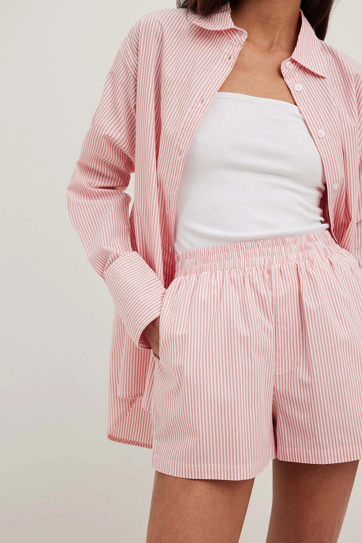 Levoire | Ensemble De Shorts Et De Blouse Rayés Rosa