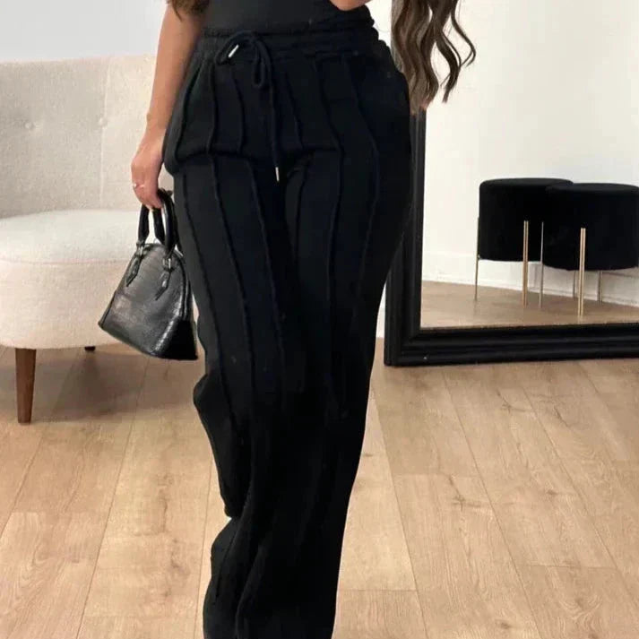 Levoire | Pantalon De Course Rayé Pour Femmes Sportif & Confortable Noir