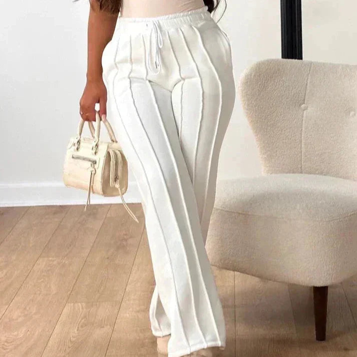 Levoire | Pantalon De Course Rayé Pour Femmes Sportif & Confortable Blanc