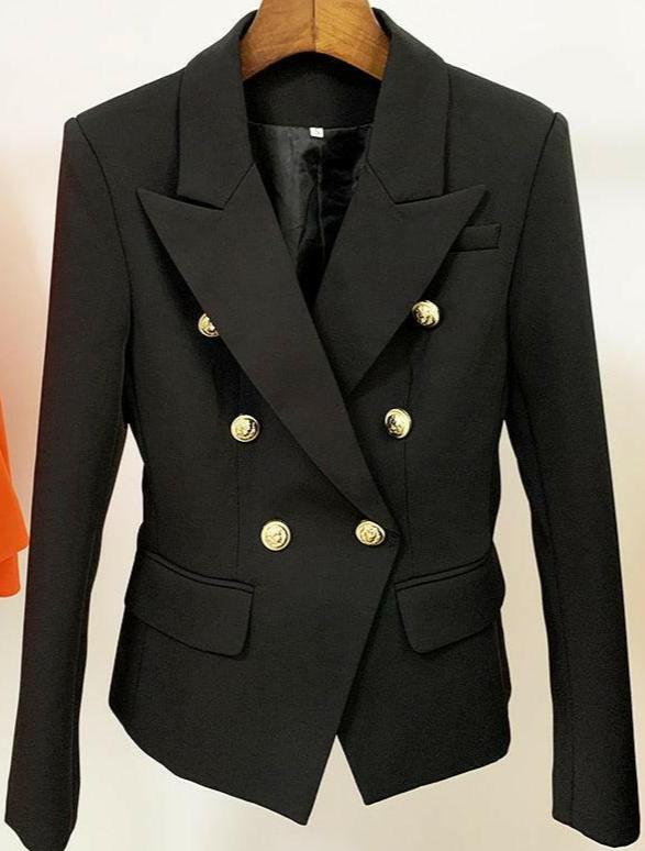 Levoire | Femme Veste De Costume Croisée Classique Européenne Noir