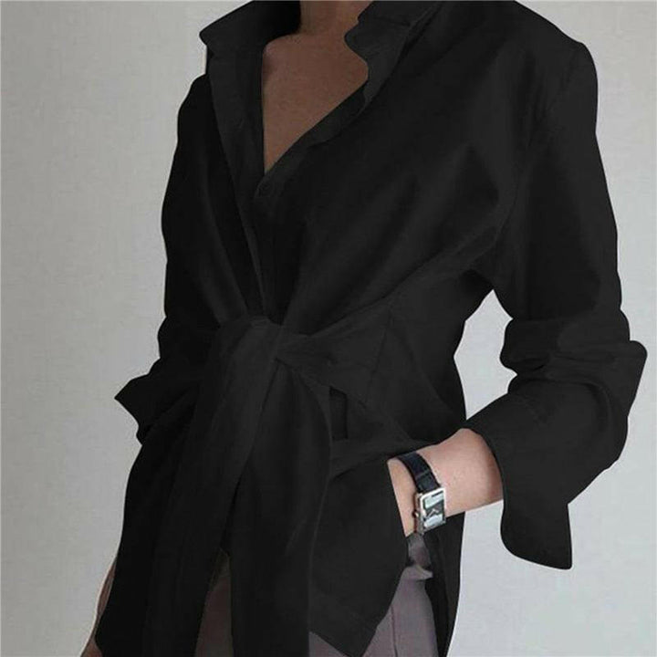 Levoire | La Chemise À Manches Longues Avec Col Et Bande Avant Style Et Confort Sans Effort Noir